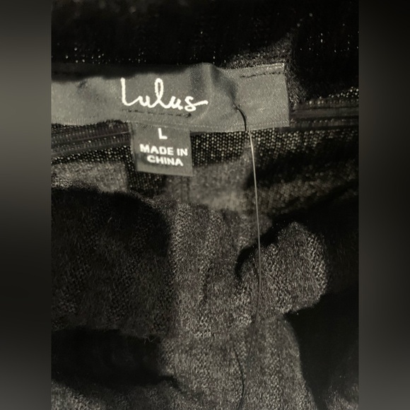 NWT Lulus Autumn Daze Black Cowl Neck Long Sleeve Sweater Dress - Size L - Picture 10 of 15